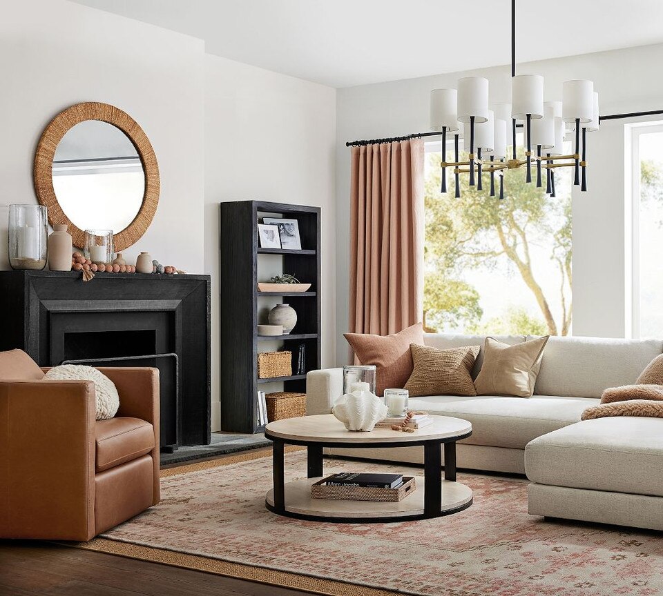 Cayman Round Wood & Metal Coffee Table Pottery Barn Australia